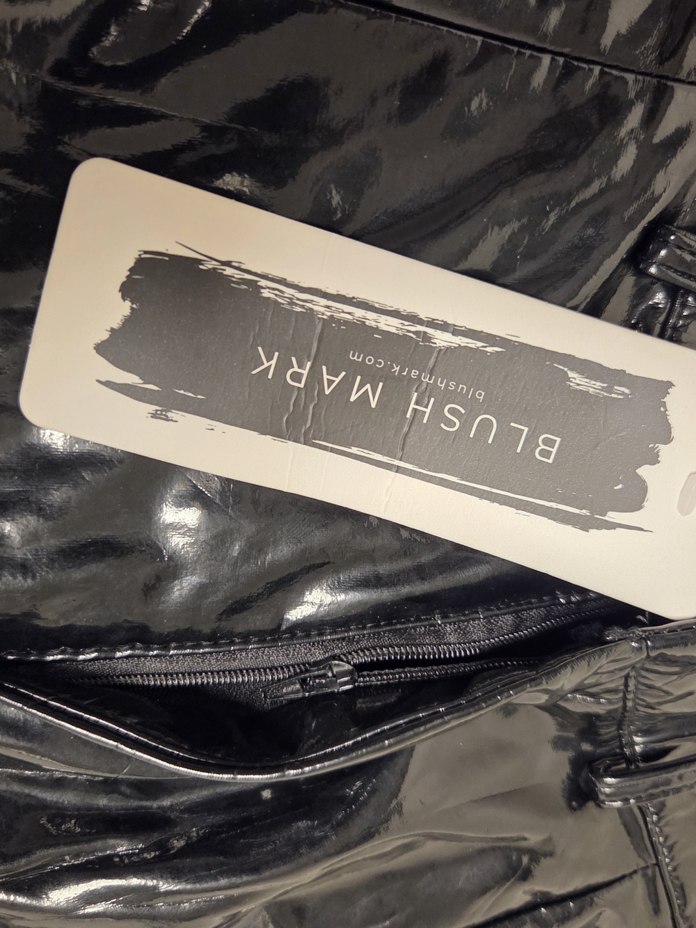 Blush Mark Black Patent Jogger Pants
